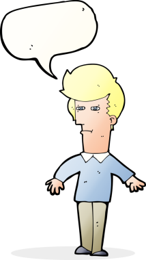 bir insan tarafından çizilmiş konuşma balonu olan şüpheli bir adam.