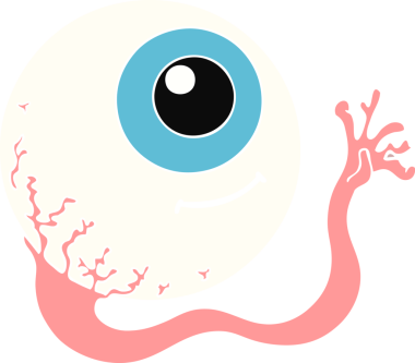 Bir insan tarafından çizilmiş düz renkli çizgi film göz.