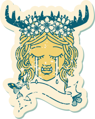 Retro Dövme Biçimi Ağlayan Ork Druid karakteri bir insan tarafından çizilmiş