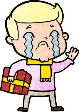 Bir insan tarafından çizilmiş ağlayan çizgi film adamı.