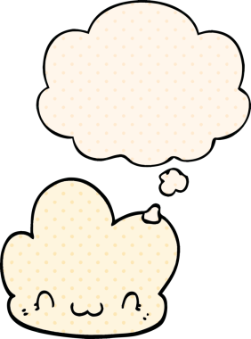 Çizgi roman tarzında bir insan tarafından çizilmiş düşünce baloncuğu olan çizgi film bulutu