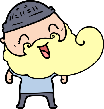 Bir insan tarafından çizilmiş mutlu sakallı adam.