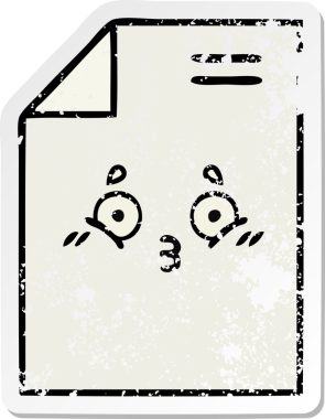 Bir insan tarafından çizilmiş sevimli bir karikatür kağıdının sıkıntılı çıkartması.