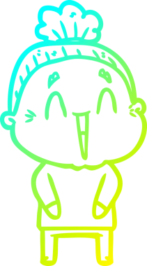 Bir insan tarafından çizilmiş, mutlu, yaşlı bir kadının çizdiği soğuk çizgi.