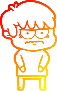 Bir insan tarafından çizilmiş kızgın çizgi film çocuğunun sıcak çizgi çizimi.