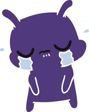 Bir insan tarafından çizilmiş sevimli üzgün uzaylı karikatürü.