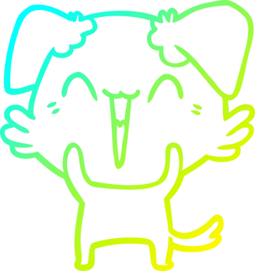 Bir insan tarafından çizilmiş küçük mutlu bir köpek çizgi filmi.