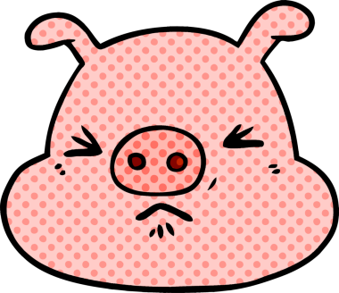 Bir insan tarafından çizilmiş kızgın domuz suratı.