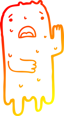 Bir insan tarafından çizilmiş bir çizgi film hayaletinin sıcak çizgi çizimi