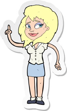 Bir insan tarafından çizilmiş, karikatür gibi güzel bir kadının çıkartması.