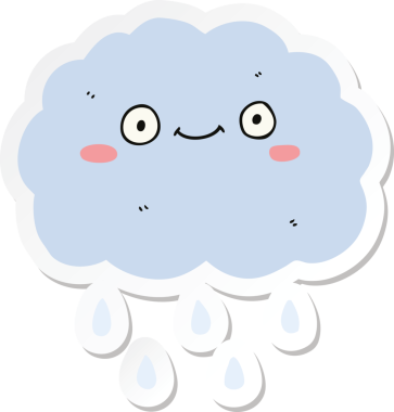 Bir insan tarafından çizilmiş şirin bir karikatür bulutunun çıkartması.