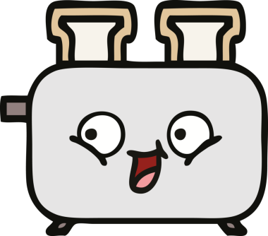 Bir insan tarafından çizilmiş bir tost makinesi karikatürü.