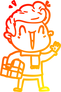 Bir insan tarafından çizilmiş, heyecanlı bir çizgi film çizimi.