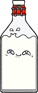 Bir insan tarafından çizilmiş eski bir süt şişesi.