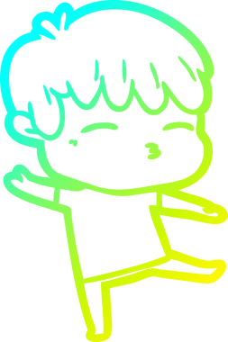 Bir çizgi film karakteri çizen soğuk gradyan bir insan tarafından çizilmiş meraklı çocuk.