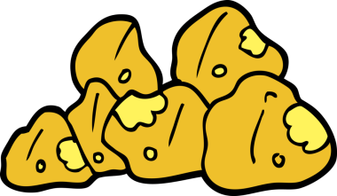 Bir insan tarafından çizilmiş altın kümeleri.