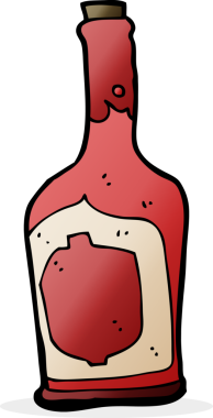 Bir insan tarafından çizilmiş bir şişe rom.