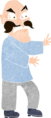 Bir insan tarafından çizilmiş kızgın yaşlı bir adam.