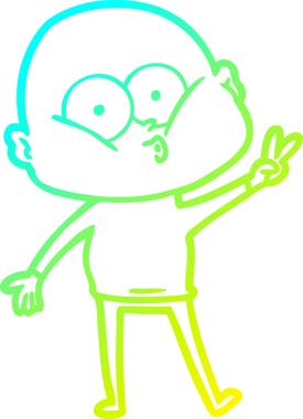 Bir insan tarafından çizilmiş, kel bir adamın soğuk çizgi çizimi.