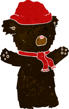 Bir insan tarafından çizilmiş şirin siyah ayı.