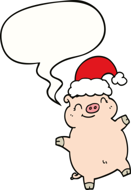 çizgi film mutlu noel domuzu insan tarafından çizilmiş konuşma baloncuğu