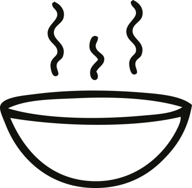 Bir insan tarafından çizilmiş sıcak çorbanın karikatürü.