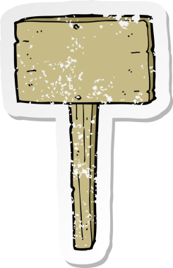 Bir insan tarafından çizilmiş bir çizgi film tabelasının gerilimli çıkartması.