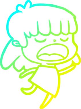 Bir insan tarafından yüksek sesle çizilmiş bir karikatür kadın çizimi.