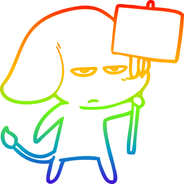 gökkuşağı gradyan çizimi bir insan tarafından çizilmiş bir karikatür fili