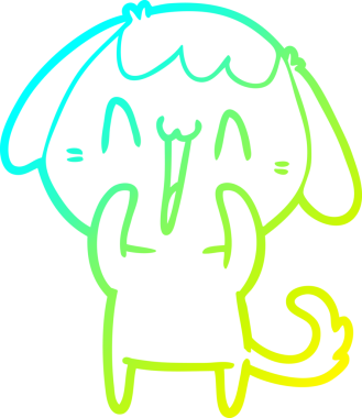 Bir insan tarafından çizilmiş gülen bir köpeğin soğuk gradyan çizimi