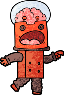 Bir insan tarafından çizilmiş çizgi film robotu