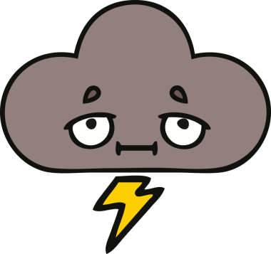 Bir insan tarafından çizilmiş fırtına bulutunun sevimli karikatürü.