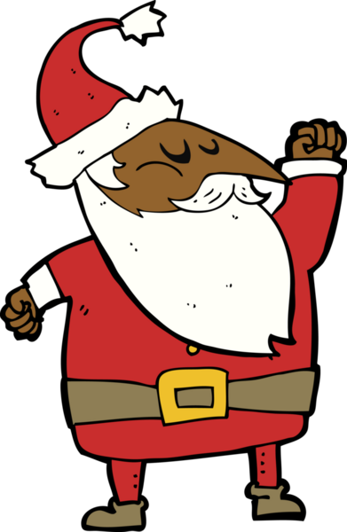 Noel Baba çizgi filmi bir insan tarafından çizilmiş havayı yumrukluyor.