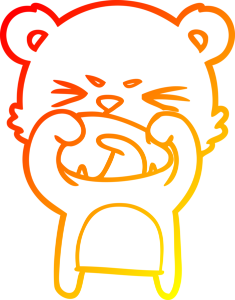 Bir insan tarafından çizilmiş kızgın bir çizgi film ayısının sıcak çizgi çizimi