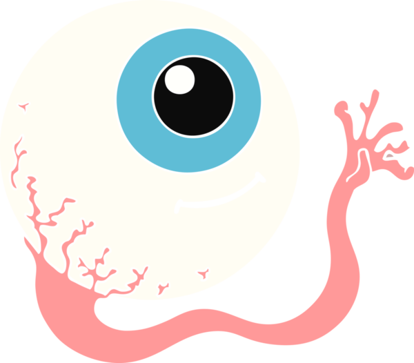 Bir insan tarafından çizilmiş düz renkli çizgi film göz.