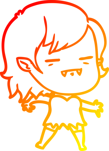 Bir insan tarafından çizilmiş ölümsüz vampir bir kızın sıcak çizgi çizimi