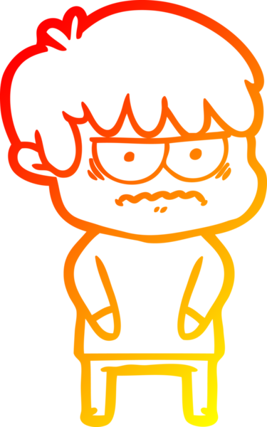 Bir insan tarafından çizilmiş kızgın çizgi film çocuğunun sıcak çizgi çizimi.