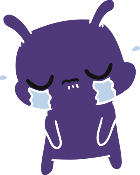 Bir insan tarafından çizilmiş sevimli üzgün uzaylı karikatürü.