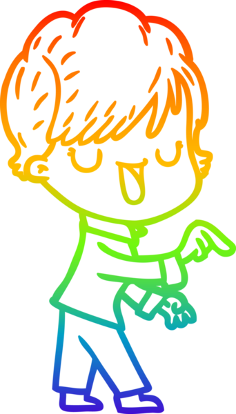 Gökkuşağı gradyan çizgi çizimi bir insan tarafından çizilmiş bir karikatür kadın