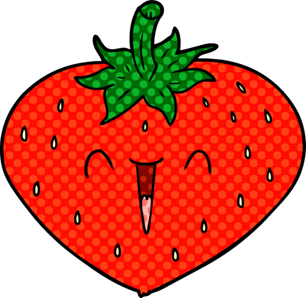 Bir insan tarafından çizilmiş mutlu bir çilek çizgi filmi.