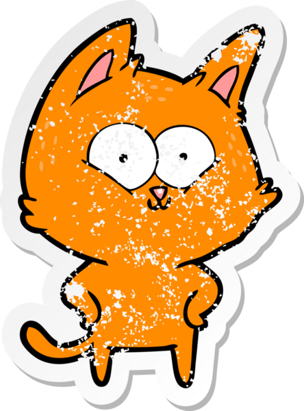 Bir insan tarafından çizilmiş karikatür bir kedinin sıkıntılı çıkartması.