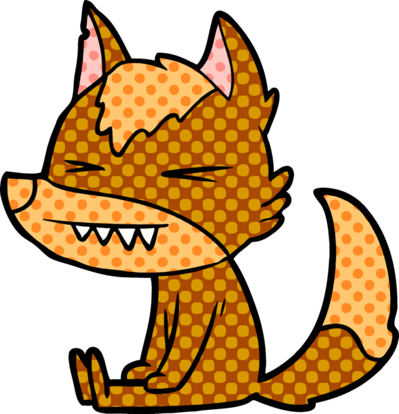 Bir insan tarafından çizilmiş tilki çizgi film karakteri