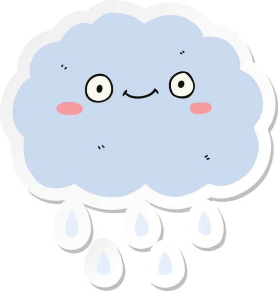 Bir insan tarafından çizilmiş şirin bir karikatür bulutunun çıkartması.