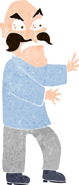 Bir insan tarafından çizilmiş kızgın yaşlı bir adam.