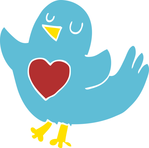 Bir insan tarafından çizilmiş kalbi olan karalama kuşu.