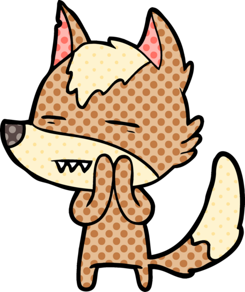 Bir insan tarafından çizilen dişleri gösteren bir kurt çizgi filmi.