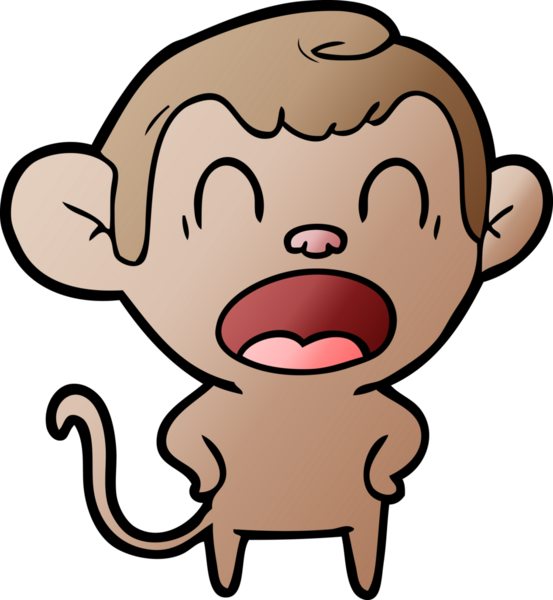 Bir insan tarafından çizilmiş bağıran çizgi maymun.