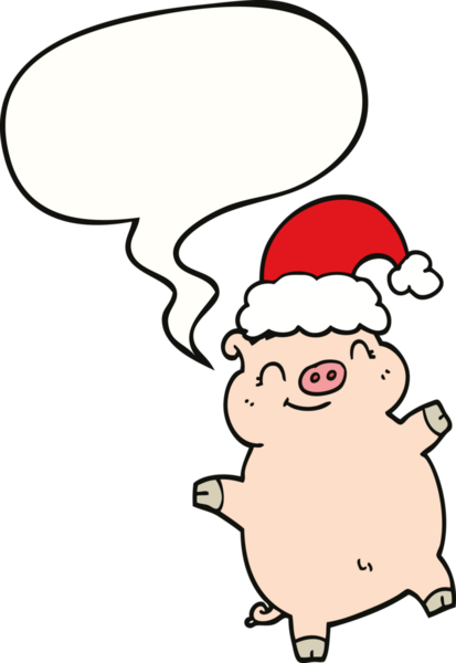 çizgi film mutlu noel domuzu insan tarafından çizilmiş konuşma baloncuğu