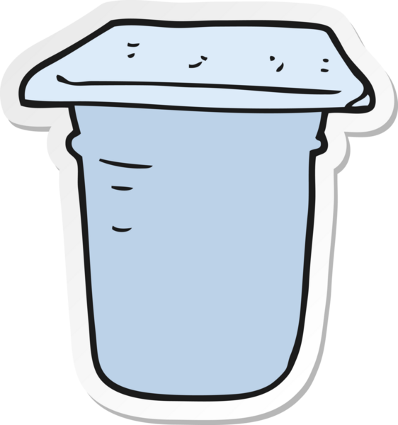 Bir insan tarafından çizilmiş yoğurt kabının çıkartması.