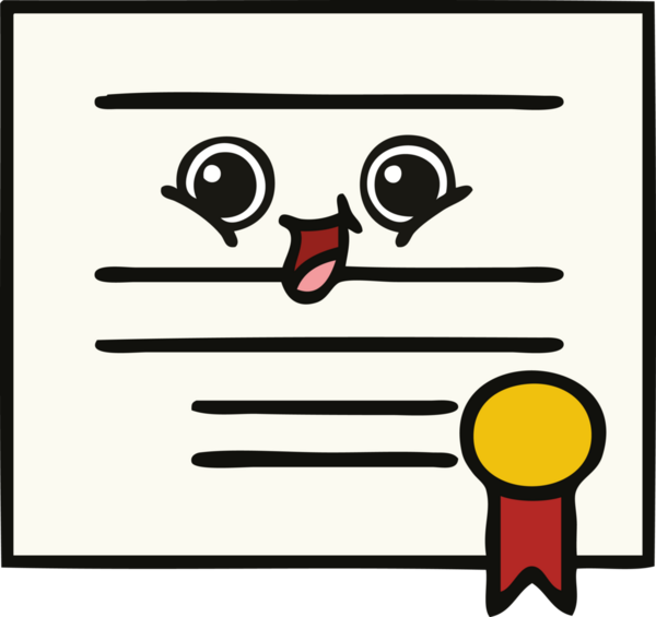 Mezuniyet diplomasının bir insan tarafından çizilmiş şirin bir karikatürü.